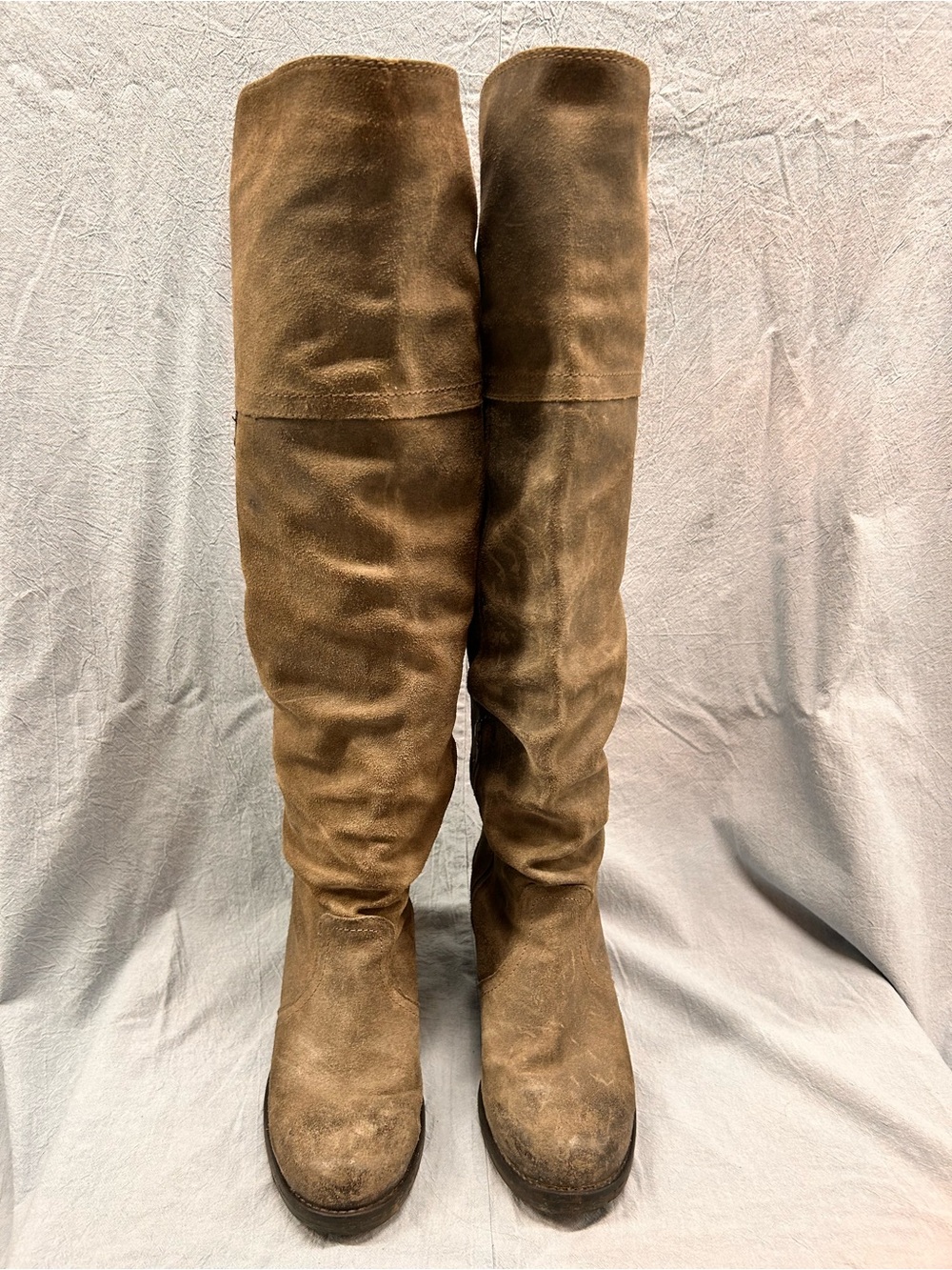 Tall Brown Suede Knee-High Boots